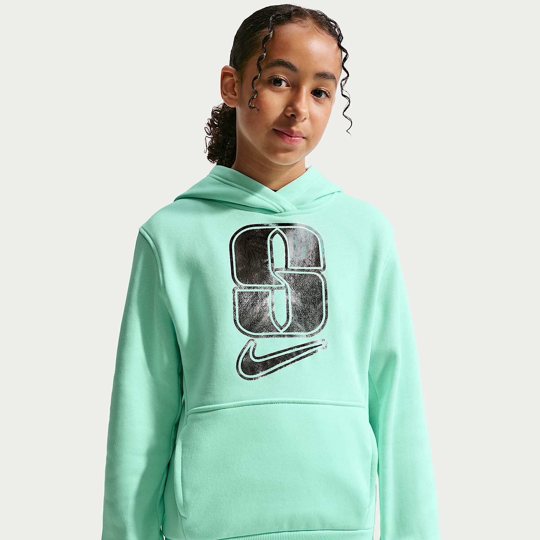 Sudadera con gorro para niños talla grande Nike Club Fleece – Espuma menta – vista 2