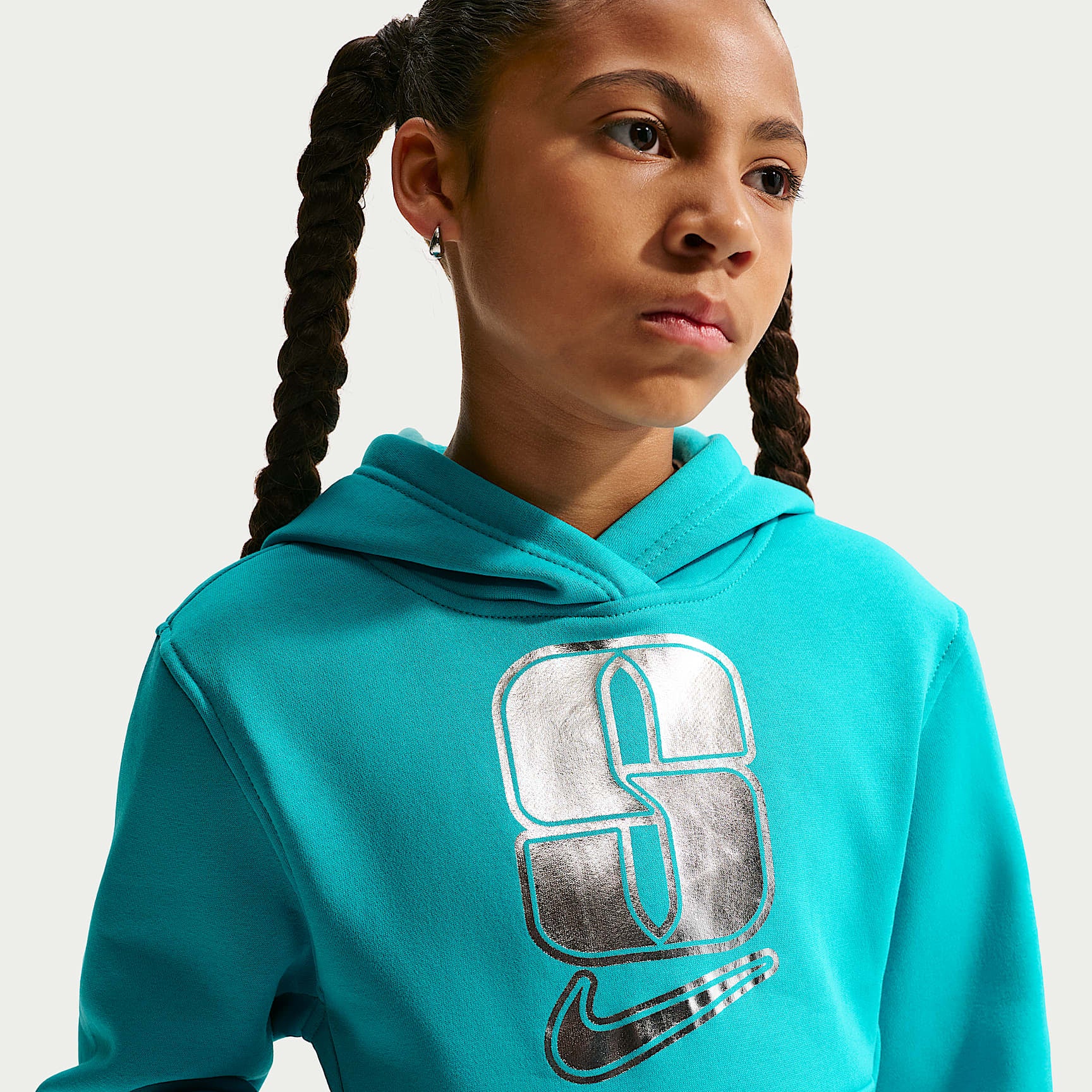 Sudadera con gorro para niños talla grande Nike Club Fleece – Cactus empolvado – vista 2