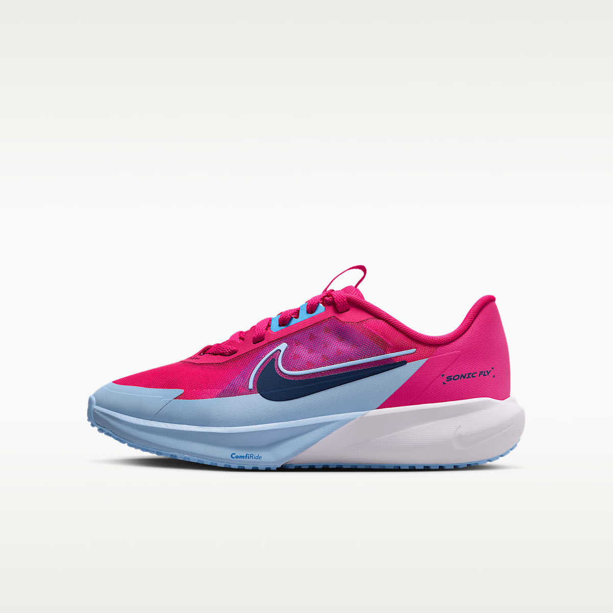 Nike Sonic Fly – Rosa enérgico/Azul universitario/Aluminio/Azul vacío – vista 1