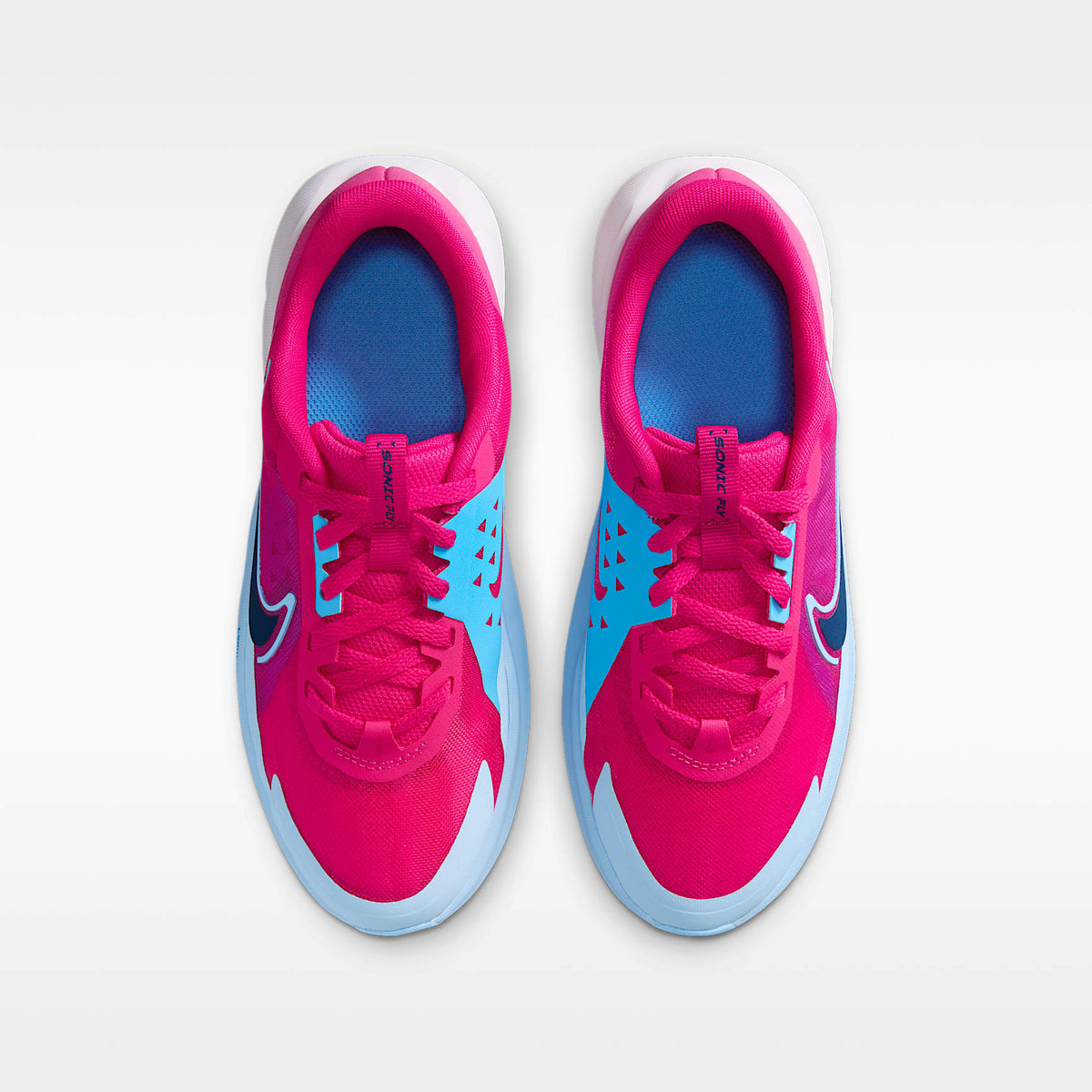 Nike Sonic Fly – Rosa enérgico/Azul universitario/Aluminio/Azul vacío – vista 4
