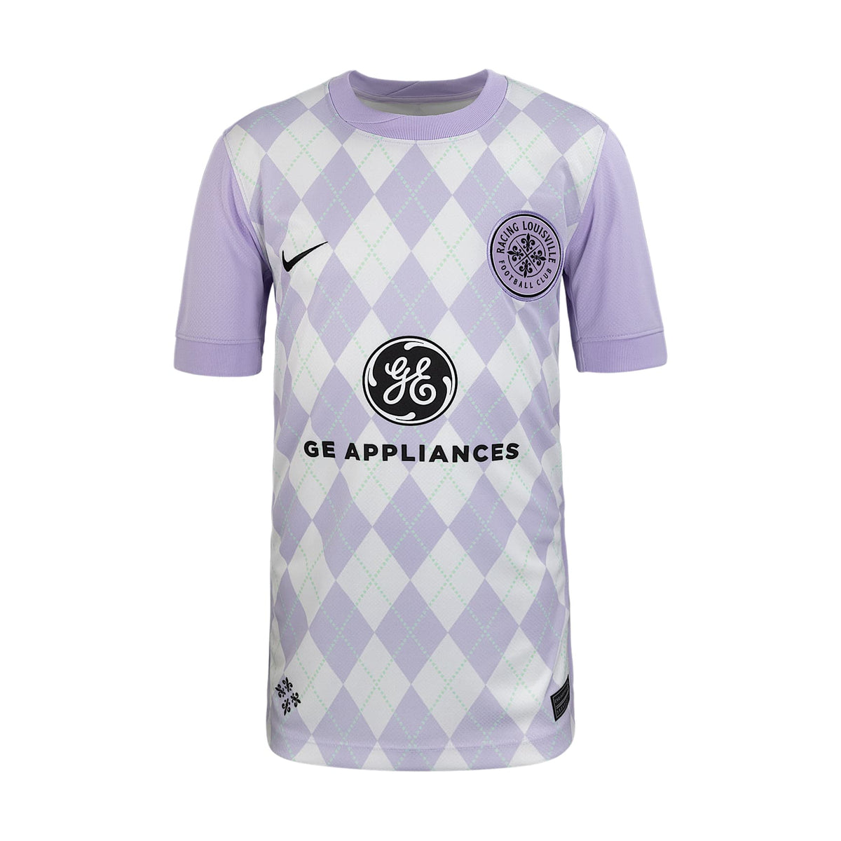Jersey Nike Dri-FIT de la NWSL Replica para niños talla grande Racing Louisville FC 2025 Stadium Home – Bruma lavanda/Blanco – vista 1