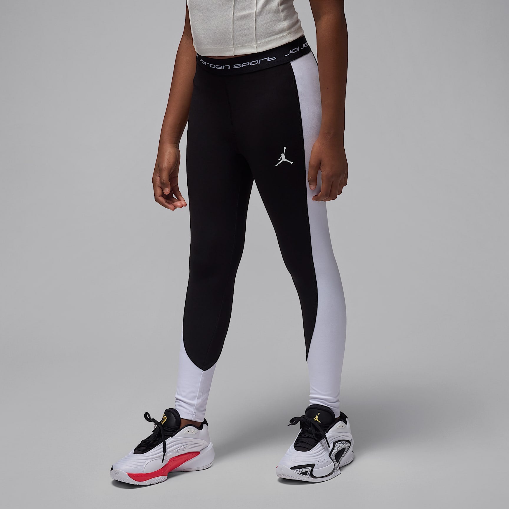Leggings para niños talla grande Jordan Dri-FIT Sport – Negro/Blanco – vista 1