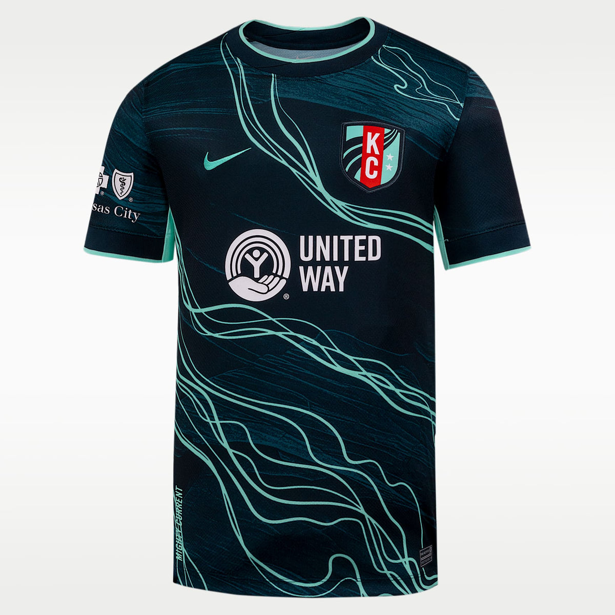Jersey de la NWSL Replica para niños talla grande Croix Bethune Kansas City Current – Obsidiana oscuro – vista 1