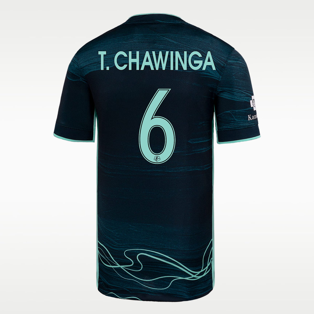 Jersey Game de la NWSL para niños talla grande Temwa Chawinga Kansas City Current – Obsidiana oscuro – vista 2