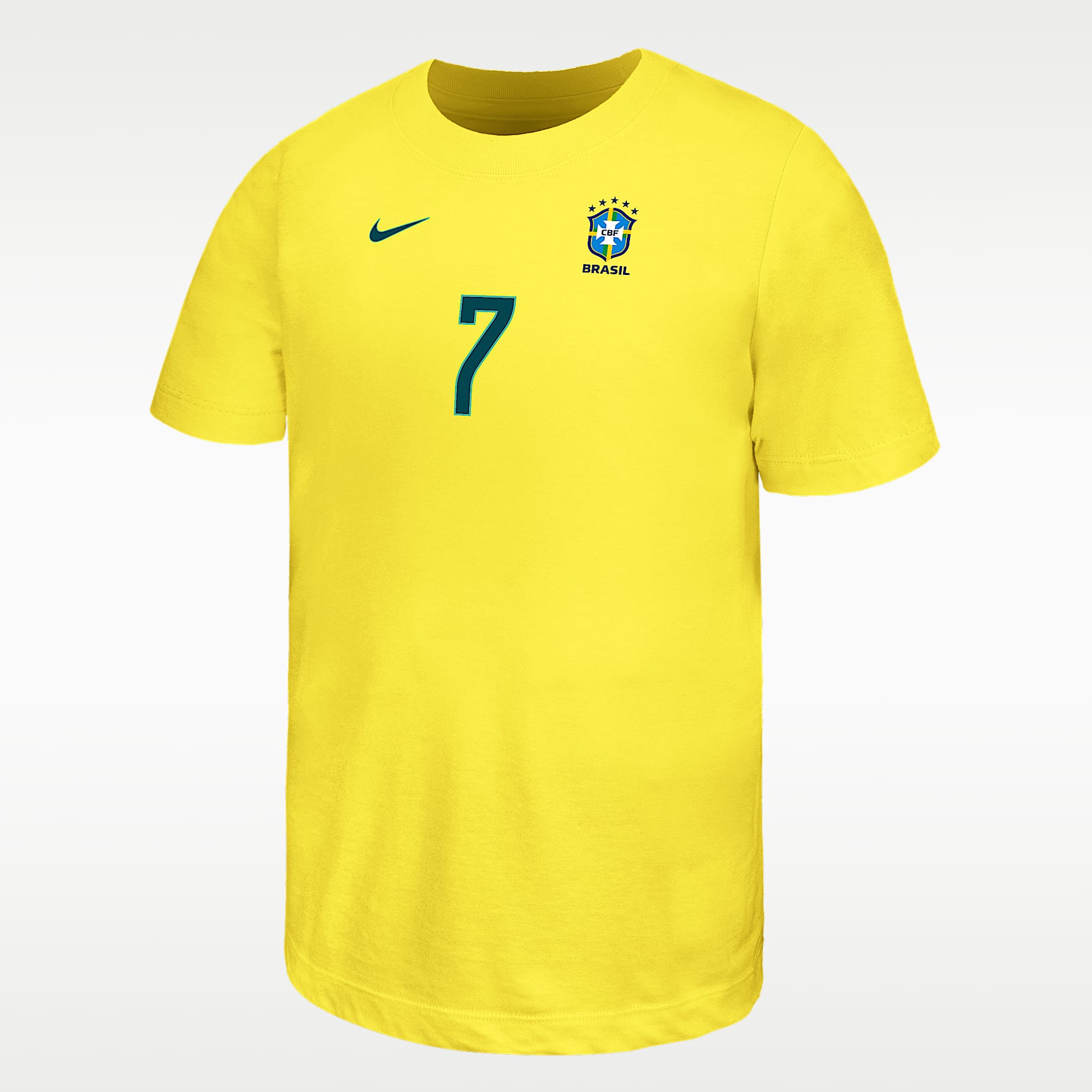 Playera de futbol Jordan para niños talla grande Vini Jr. Brazil – Amarillo strike – vista 2
