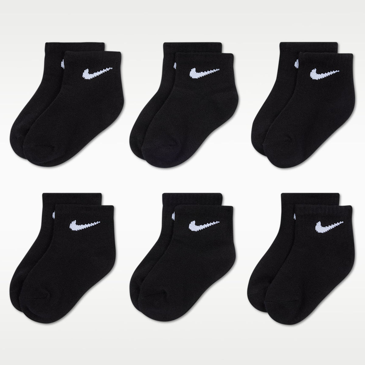 Calcetines al tobillo para bebé Nike Swoosh (6 pares) – Negro – vista 1