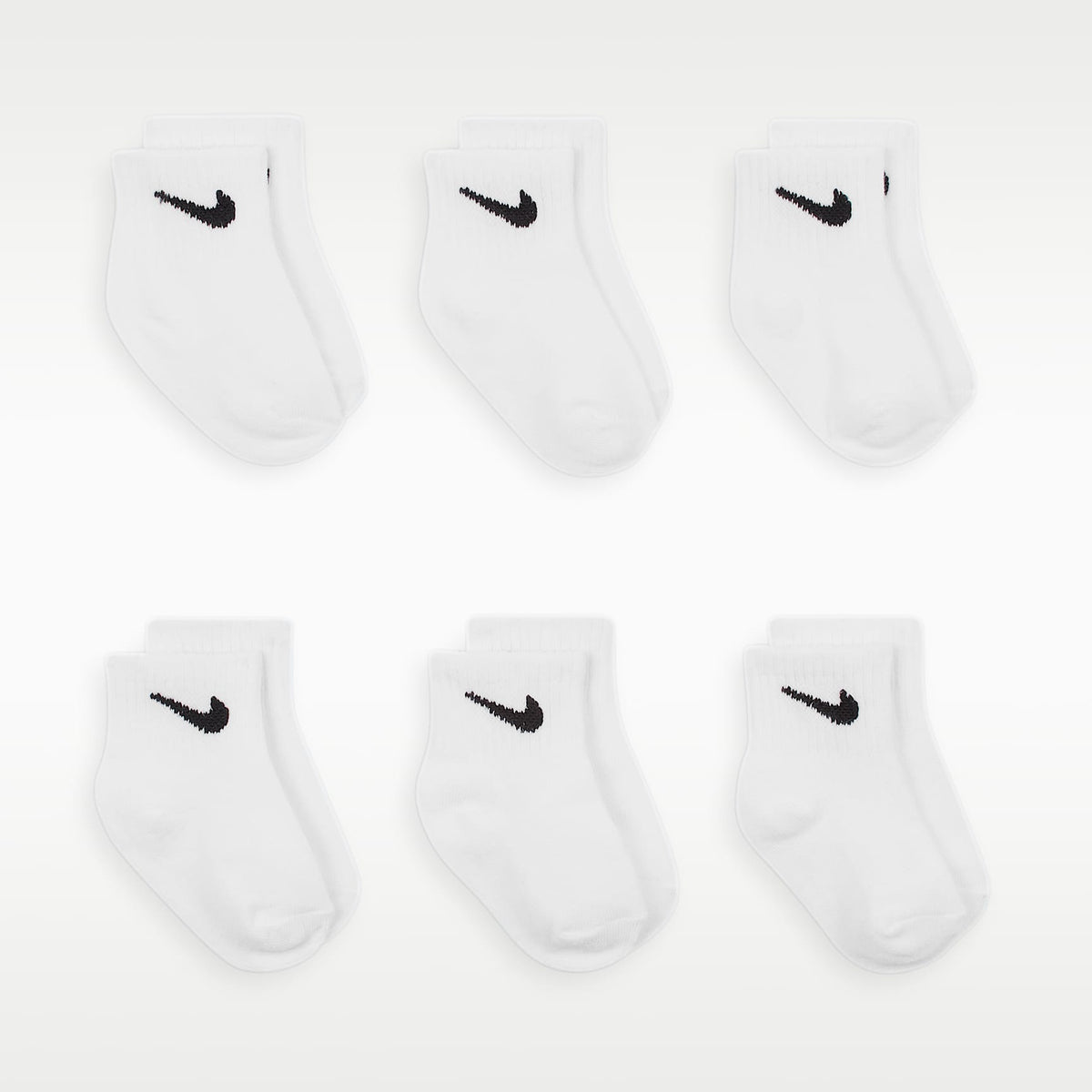 Calcetines al tobillo para bebé Nike Swoosh (6 pares) – Blanco/Negro – vista 2