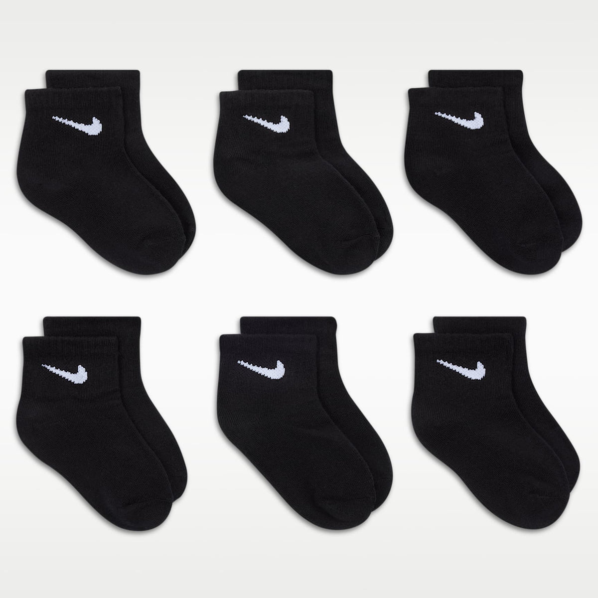 Calcetines al tobillo para bebé Nike Swoosh (6 pares) – Negro – vista 2