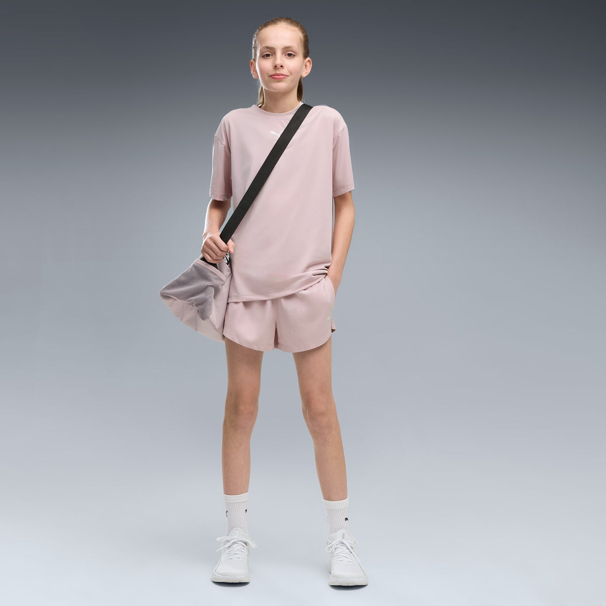 Shorts Train All Day Essentials para adolescentes – Misty Pink – vista 1