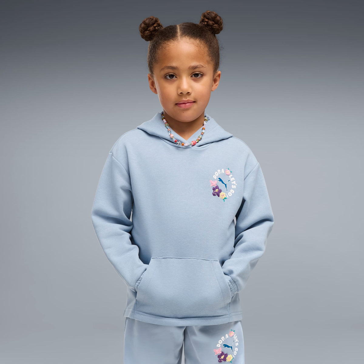 Sudadera con capucha de ajuste relajado para niñas PUMA x DORA LA EXPLORADORA – Chambray Blue – vista 1