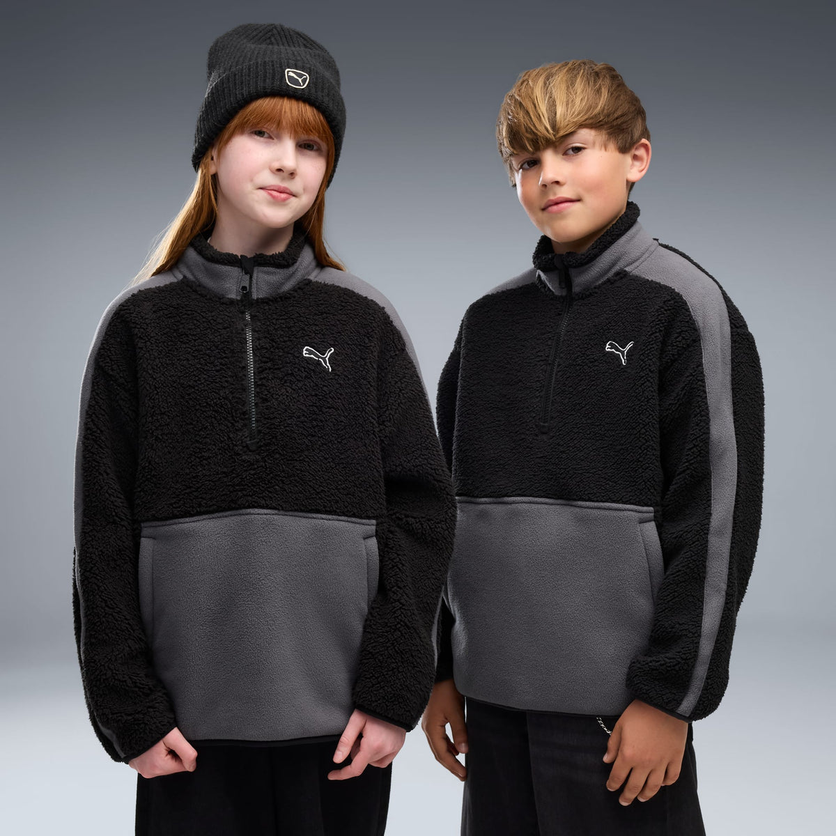 Sudadera con capucha de media cremallera juvenil Elevated Essentials Winterized – PUMA BLACK – vista 1