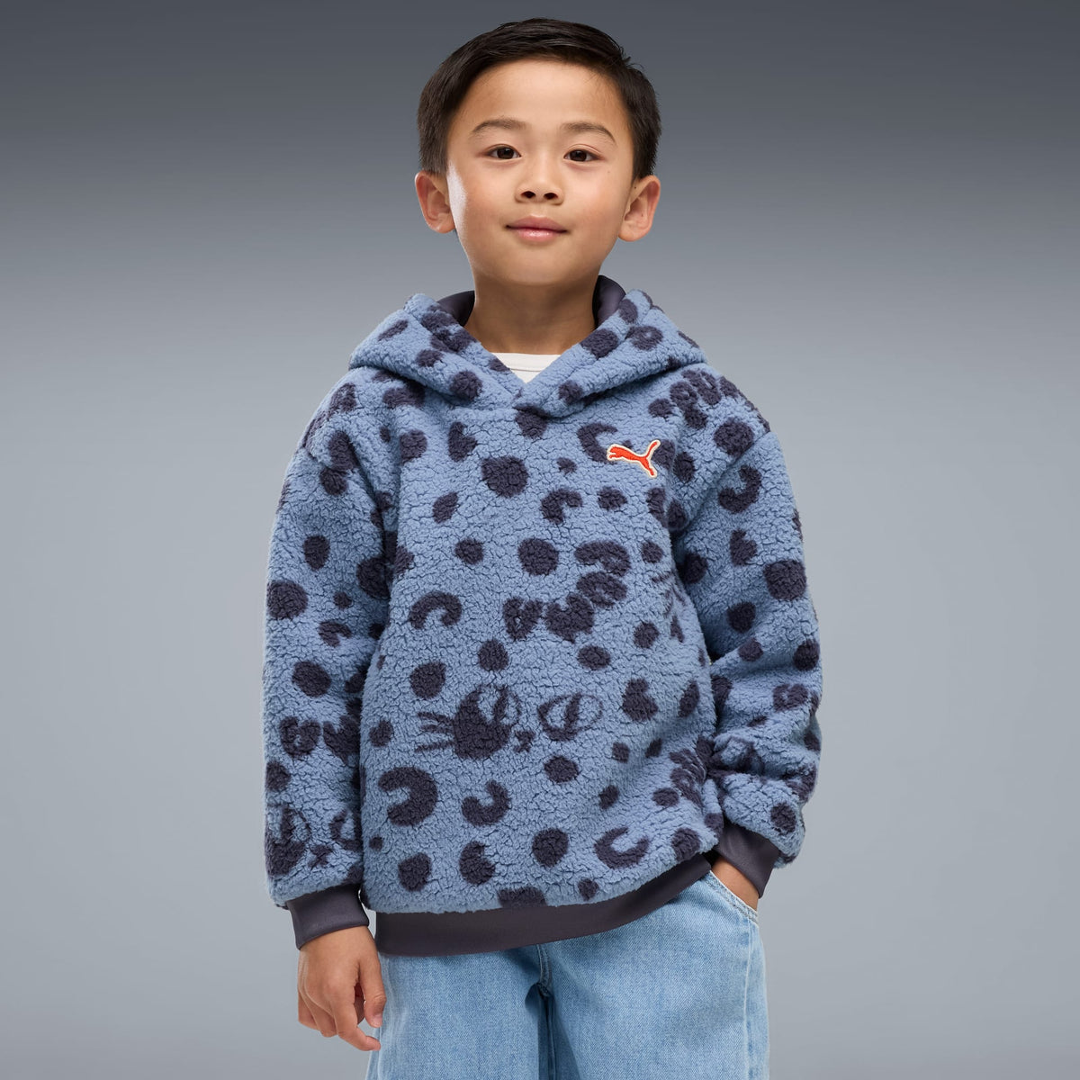 Sudadera con capucha holgada para niños Imaginary Friend – Chambray Blue – vista 1