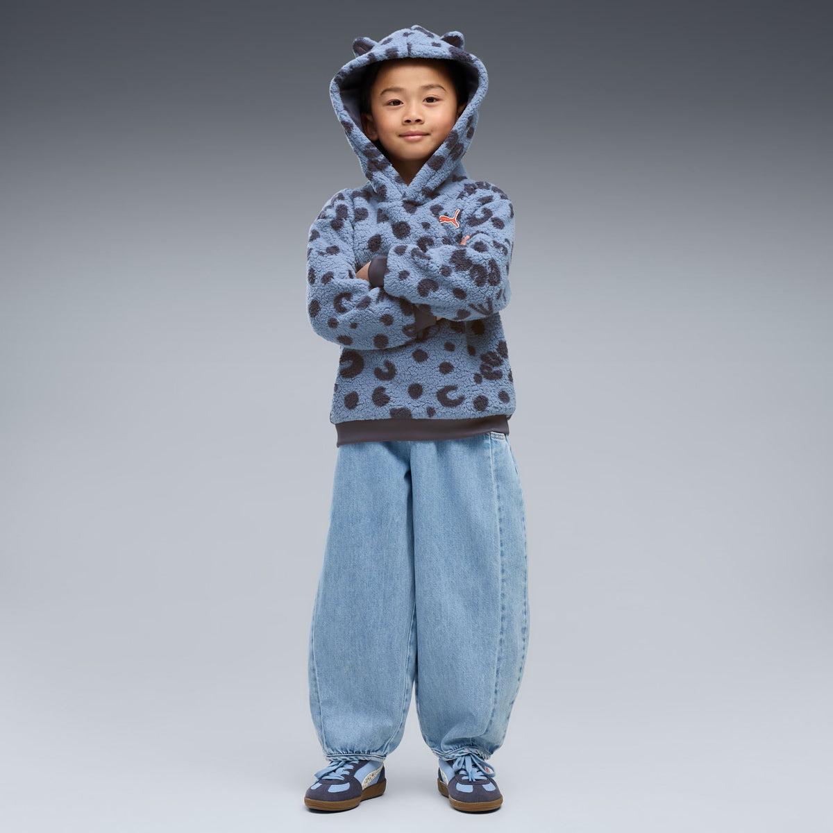 Sudadera con capucha holgada para niños Imaginary Friend – Chambray Blue – vista 3