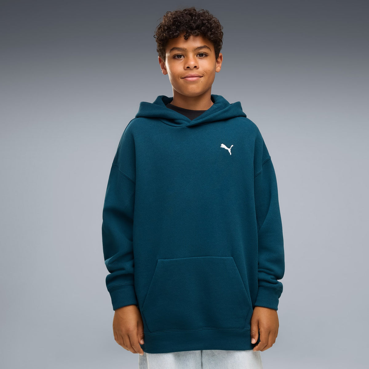 Sudadera con capucha oversized juvenil PUMA Essentials – Midnight Petrol – vista 1
