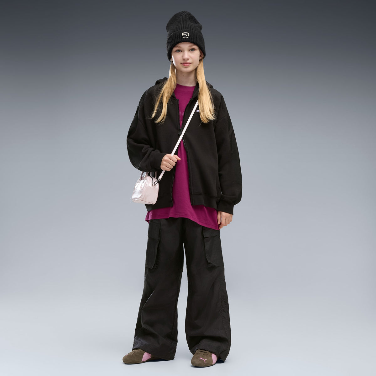 Sudadera con capucha y cremallera oversized juvenil Midnight Shadow T7 – PUMA BLACK – vista 3