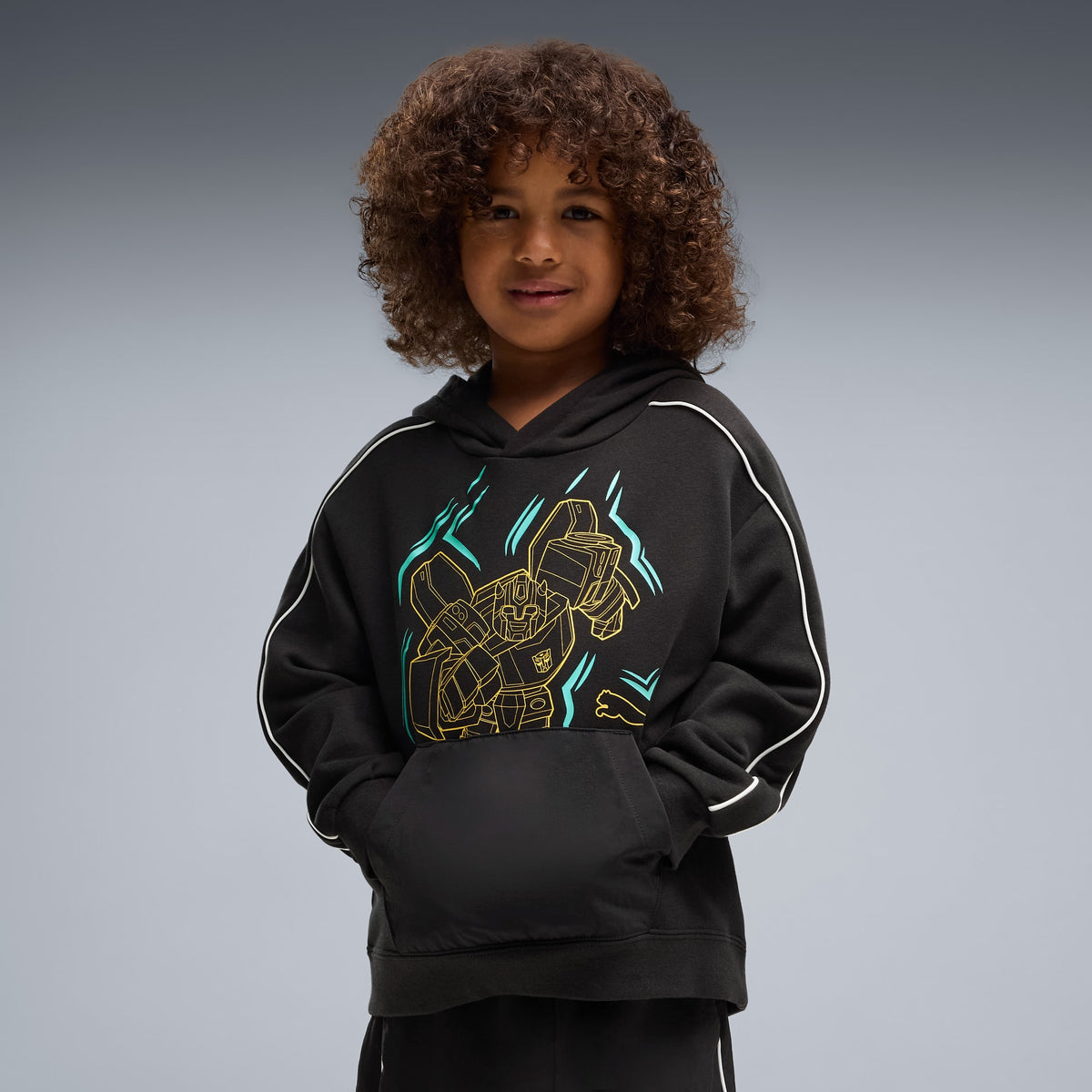 Sudadera holgada PUMA x TRANSFORMERS T7 para niños – PUMA BLACK – vista 1