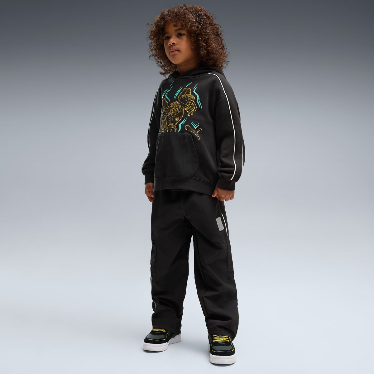 Sudadera holgada PUMA x TRANSFORMERS T7 para niños – PUMA BLACK – vista 3