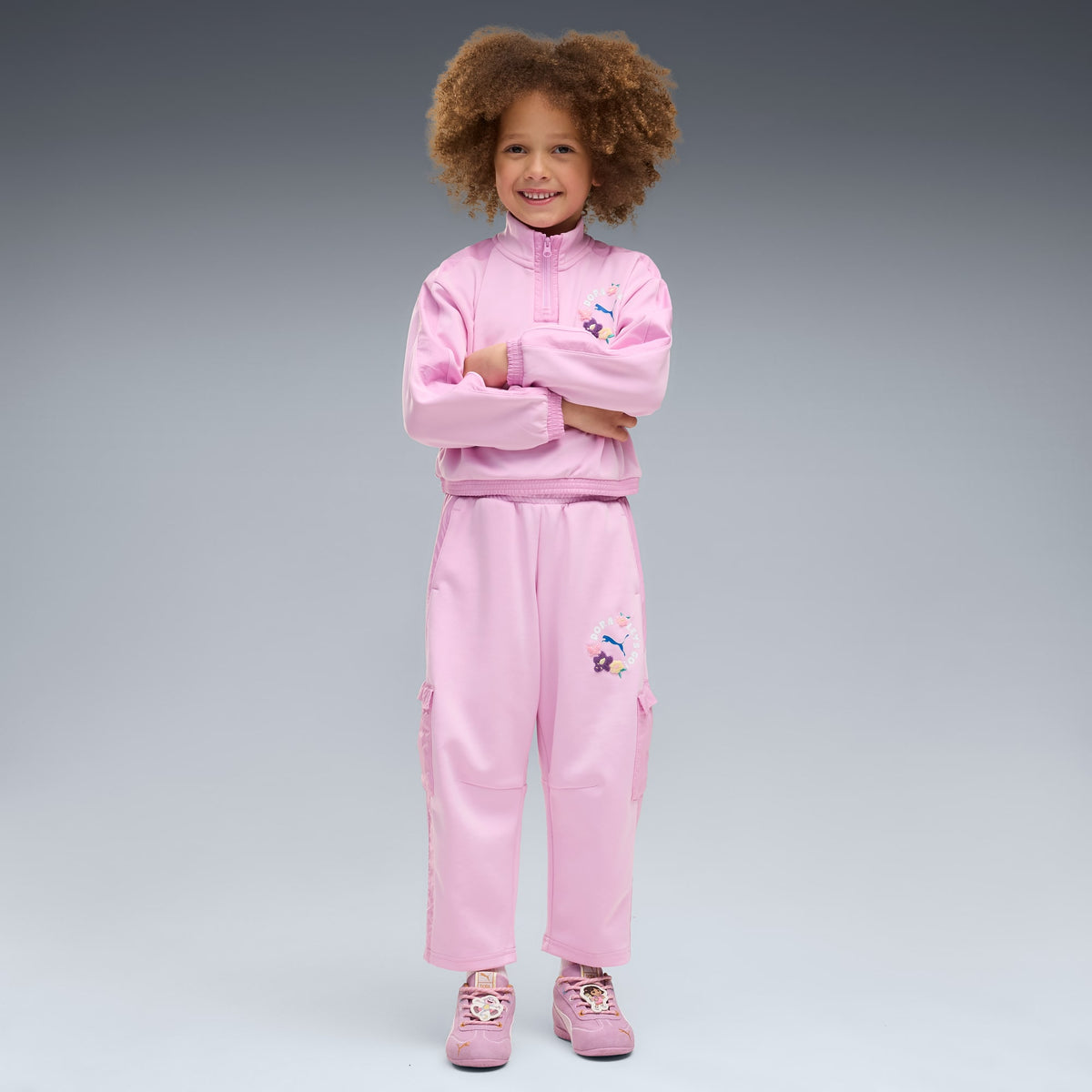 Sudadera relajada T7 con media cremallera para niñas PUMA x DORA LA EXPLORADORA – Mauve Glow – vista 3
