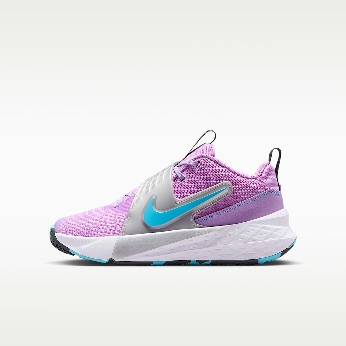 Nike Team Hustle D 12 – Fucsia resplandor/Plata metalizado/Plata liso/Azul báltico – vista 1