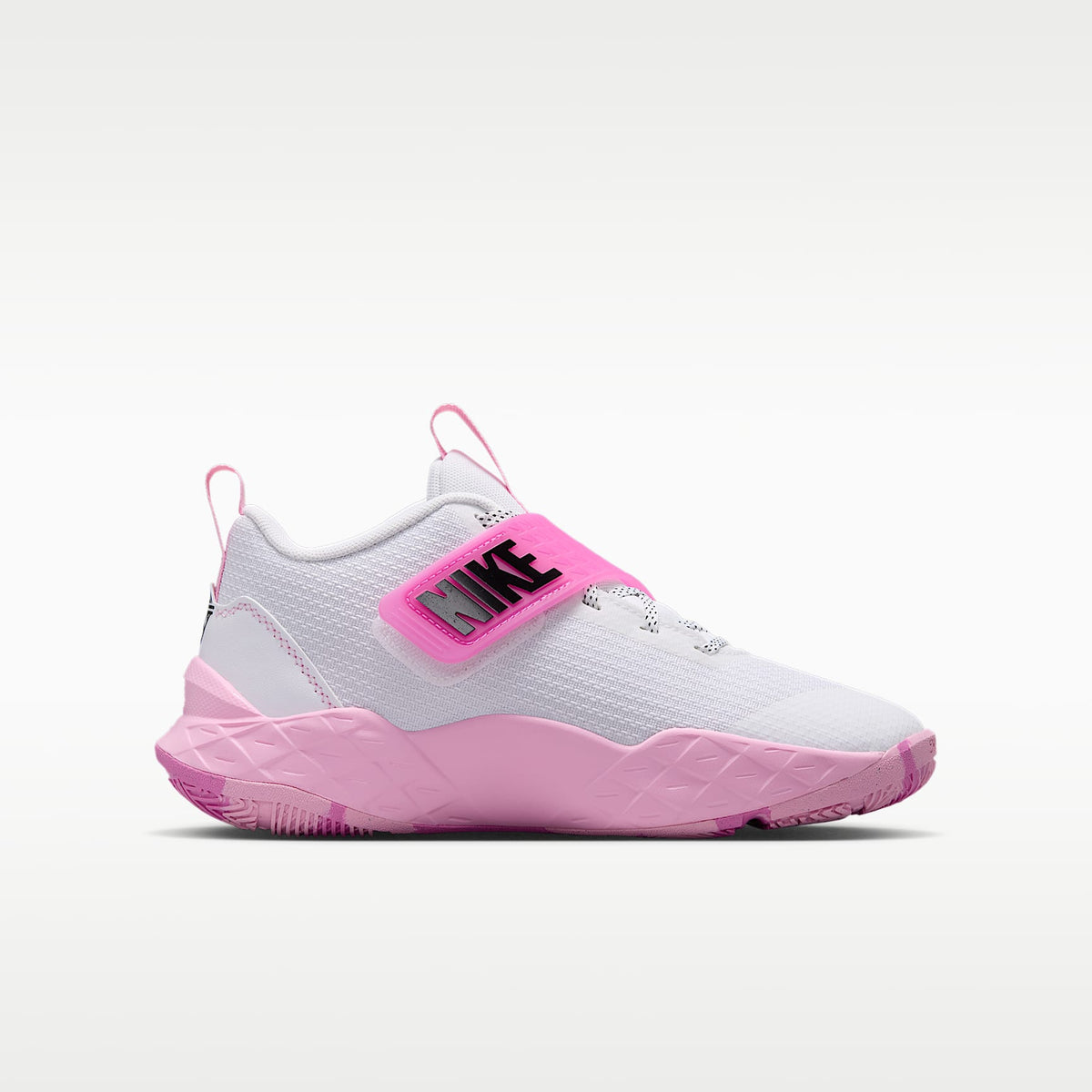 Nike Team Hustle D 12 – Blanco/Rosa amanecer/Rosa alegre/Negro – vista 3