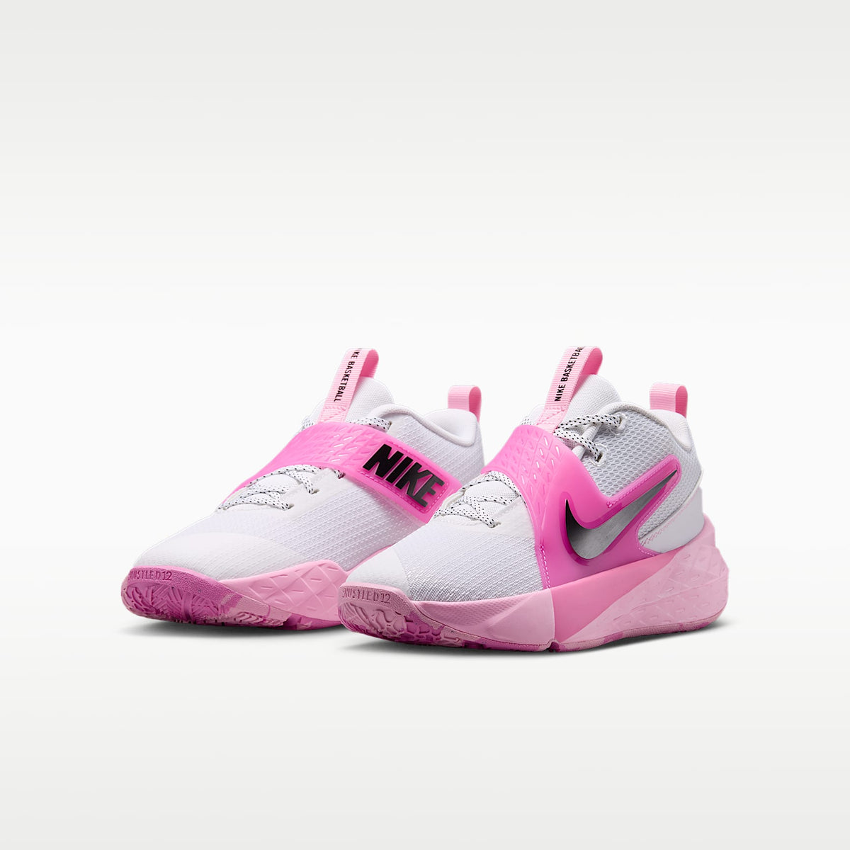 Nike Team Hustle D 12 – Blanco/Rosa amanecer/Rosa alegre/Negro – vista 5