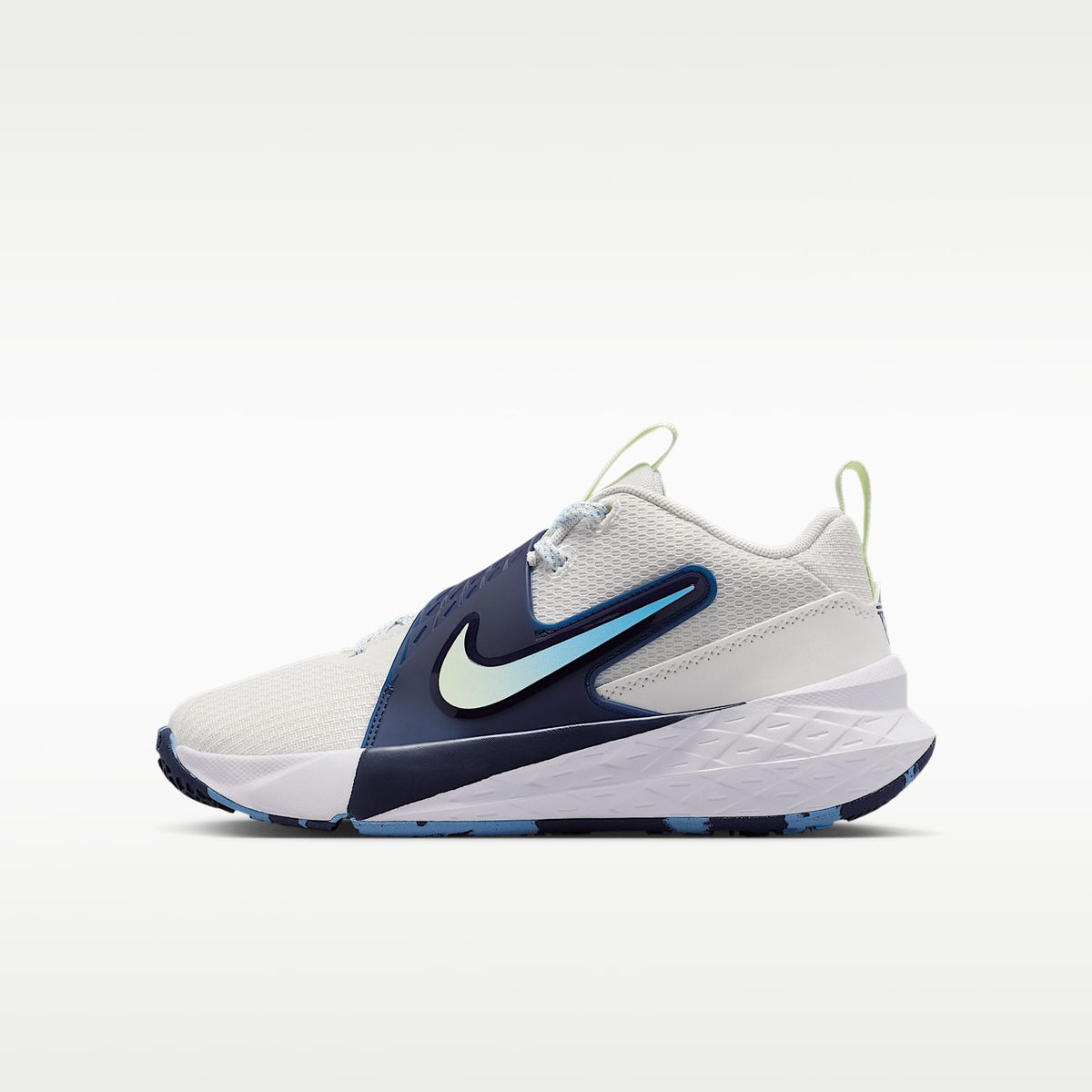 Nike Team Hustle D 12 – Blanco cumbre/Azul marino medianoche/Azul universitario/Tinte volt – vista 1