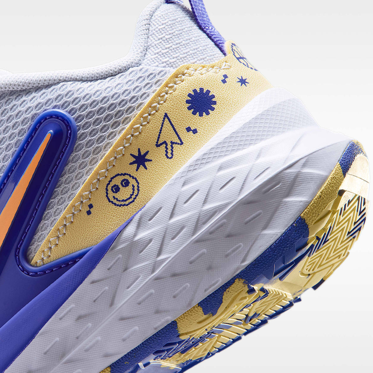 Nike Team Hustle D 12 – Gris fútbol/Lapislázuli/Amarillo suave/Naranja láser – vista 8