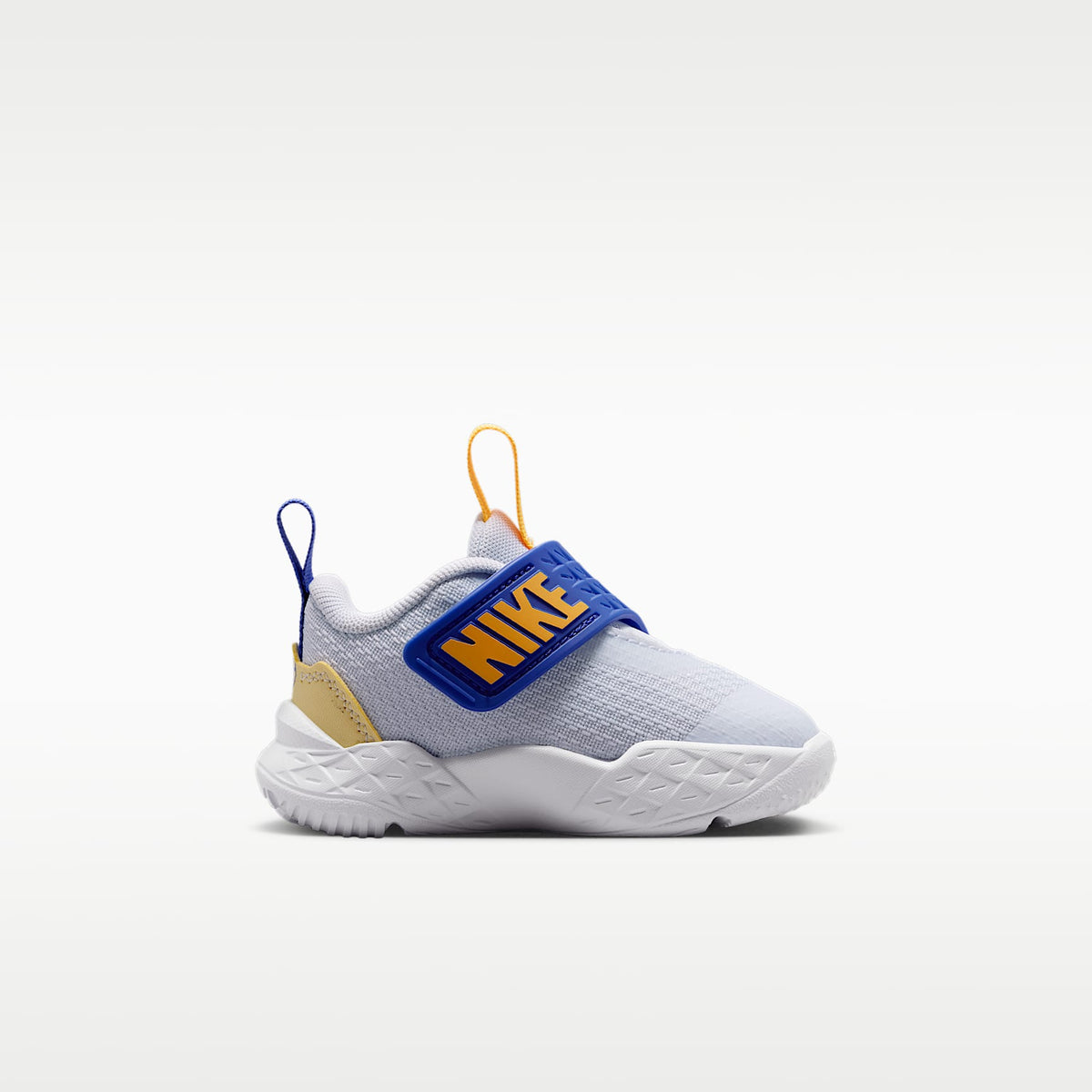 Nike Team Hustle D 12 – Gris fútbol/Lapislázuli/Amarillo suave/Naranja láser – vista 3