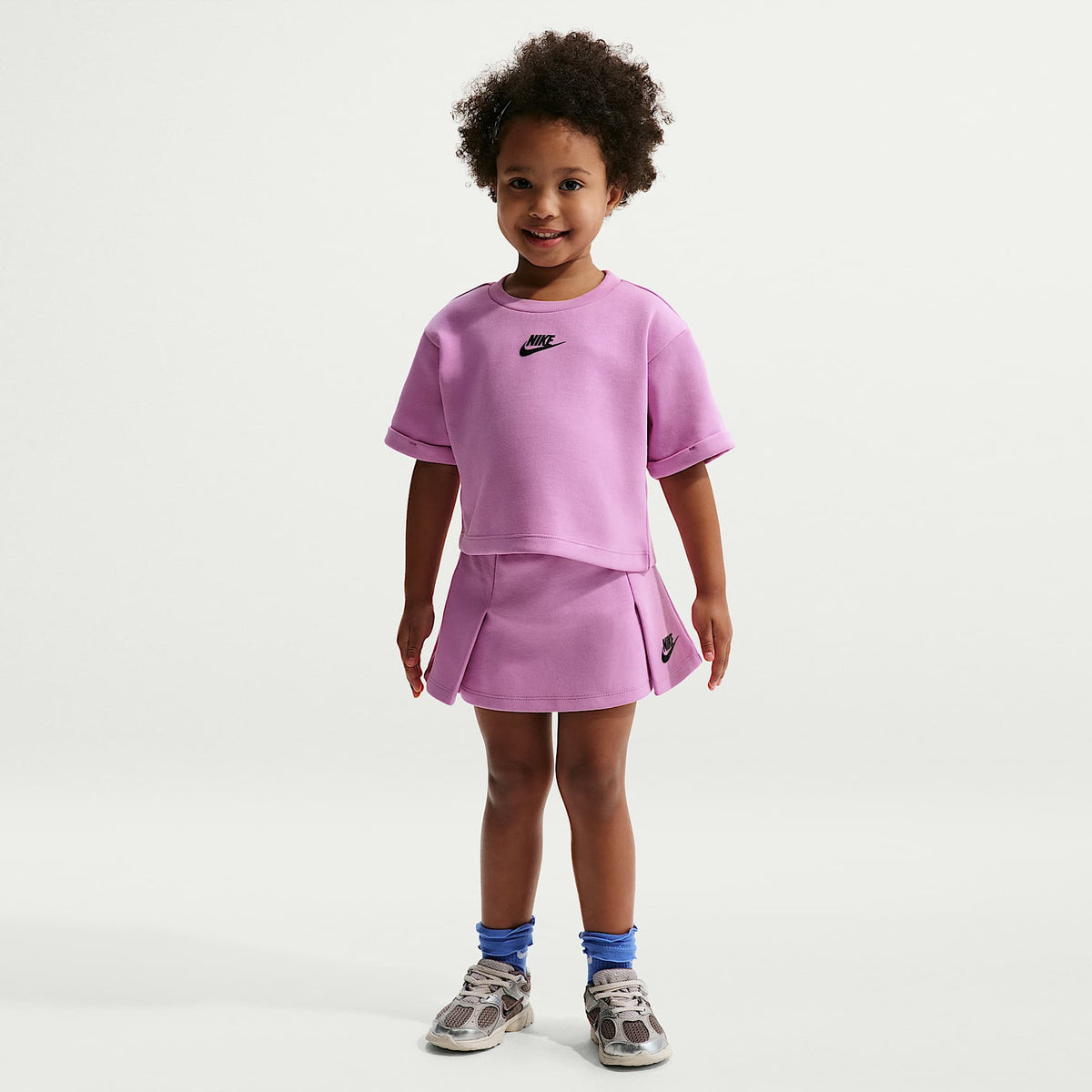 Conjunto de dos piezas de falda Tech Fleece infantil Nike – Morado – vista 1