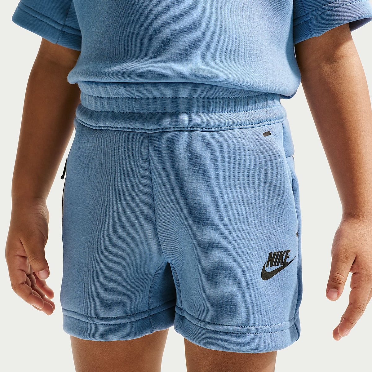 Conjunto de playera y shorts de Tech Fleece infantil Nike – Azul de trabajo – vista 4