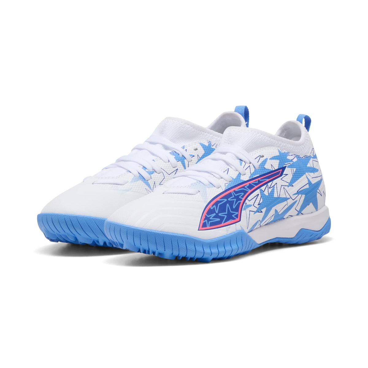 Tacos de futbol juveniles para césped artificial ULTRA 6 MATCH KIDSUPER x CHRISTIAN PULISIC – PUMA White-Pink Lilac-Dusky Blue – vista 2