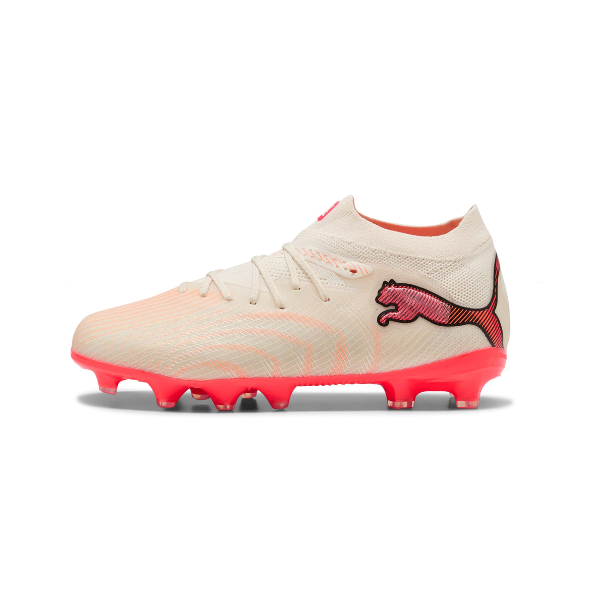2 Colores, Tacos de futbol juveniles para superficies firmes y artificiales FUTURE 9 PRO – Sugared Almond-PUMA White-Ultra Red-PUMA Black – vista 1