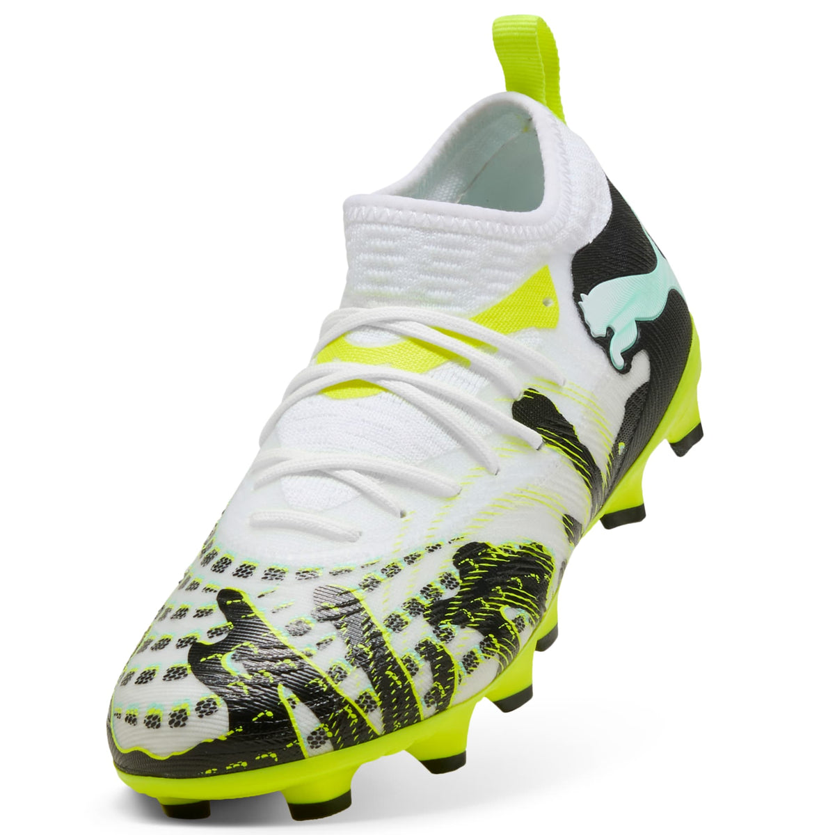 Tacos de futbol para superficies firmes y artificiales FUTURE 9 MATCH CREATIVITY para niños grandes – Yellow Alert-Mint Jelly-PUMA White-PUMA Black – vista 6