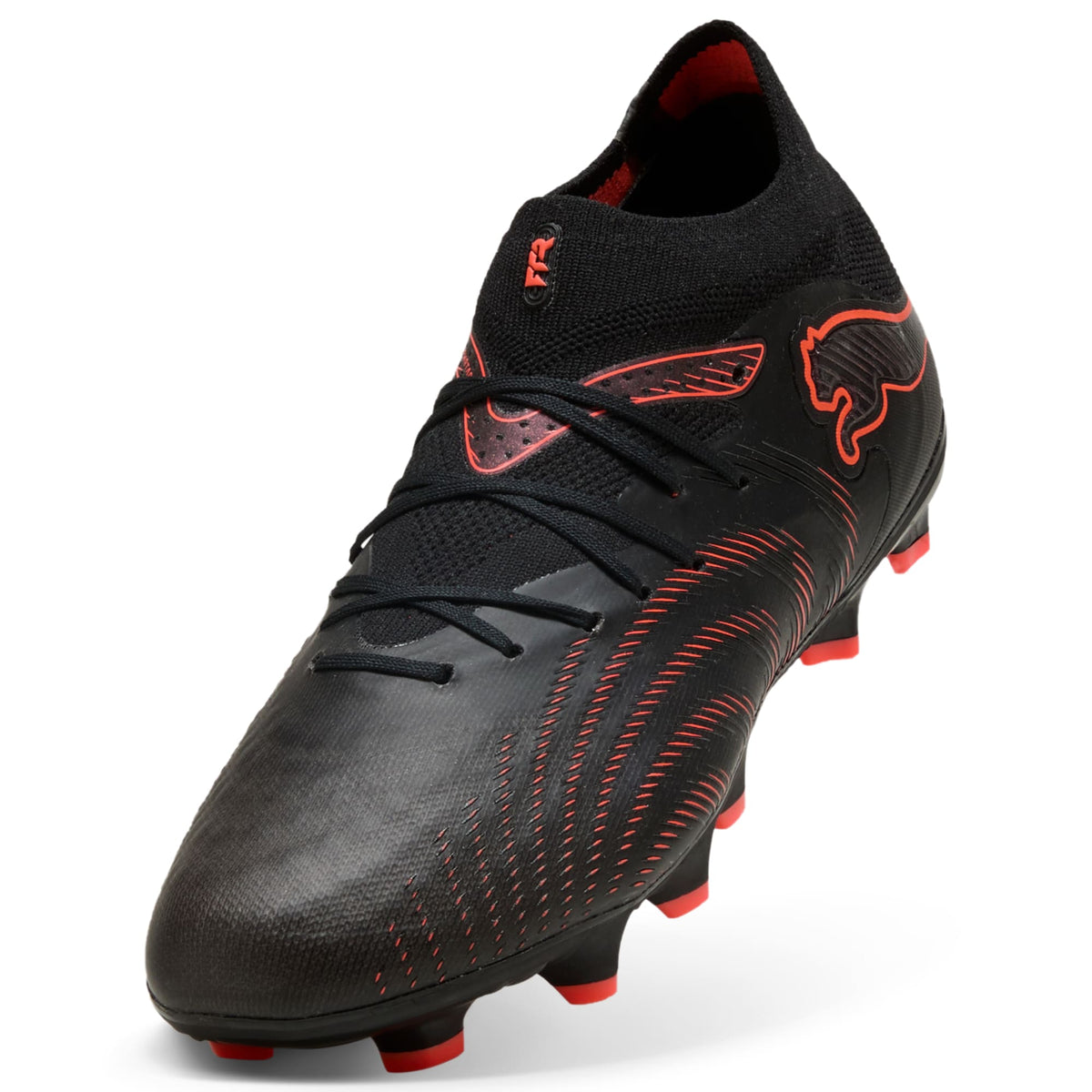 4 Colores, Tacos de futbol para superficies firmes y artificiales FUTURE 9 PRO para niños – PUMA Black-Glowing Red-Strong Gray – vista 6