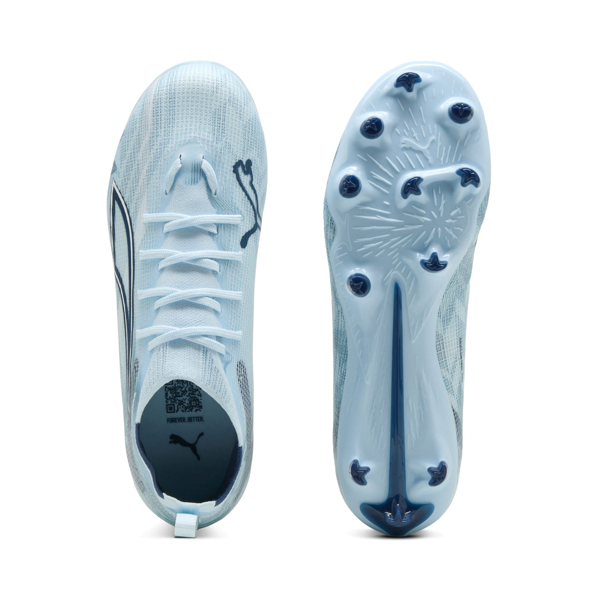 2 Colores, Tacos de futbol para superficies firmes y artificiales ULTRA 6 PRO para niños – Icy Blue-PUMA White-Blue Jewel – vista 4