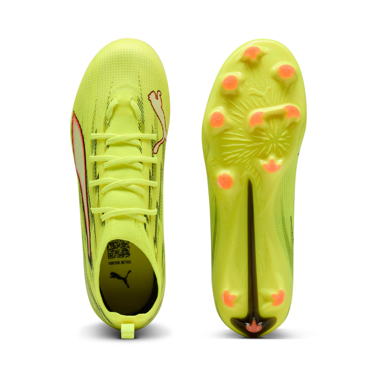 2 Colores, Tacos de futbol para superficies firmes y artificiales ULTRA 6 PRO para niños – Yellow Alert-PUMA Black-Glowing Red-Lime Squeeze – vista 4