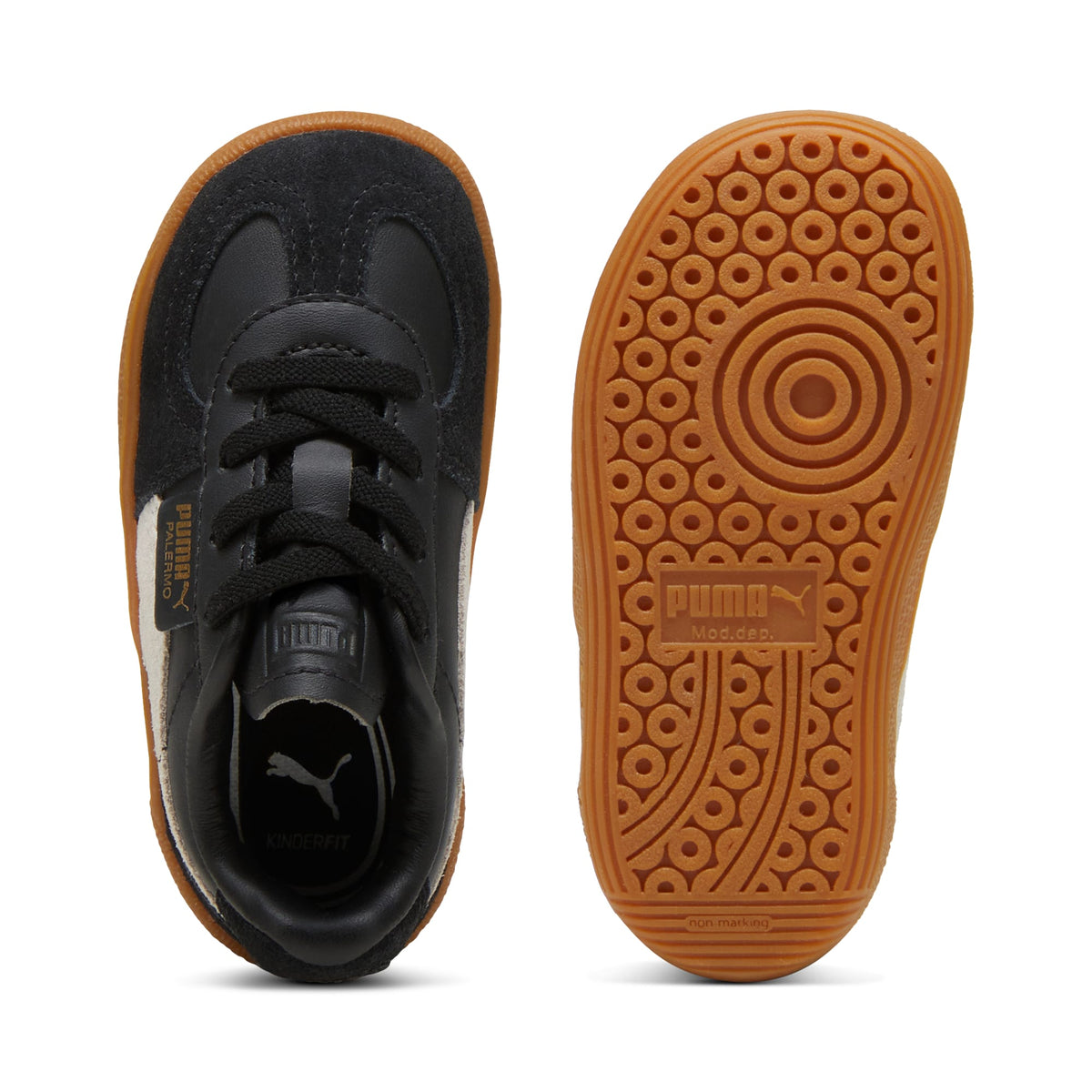 3 Colores, Tenis Bebé Palermo Leather – PUMA Black-Feather Gray-Gum – vista 4