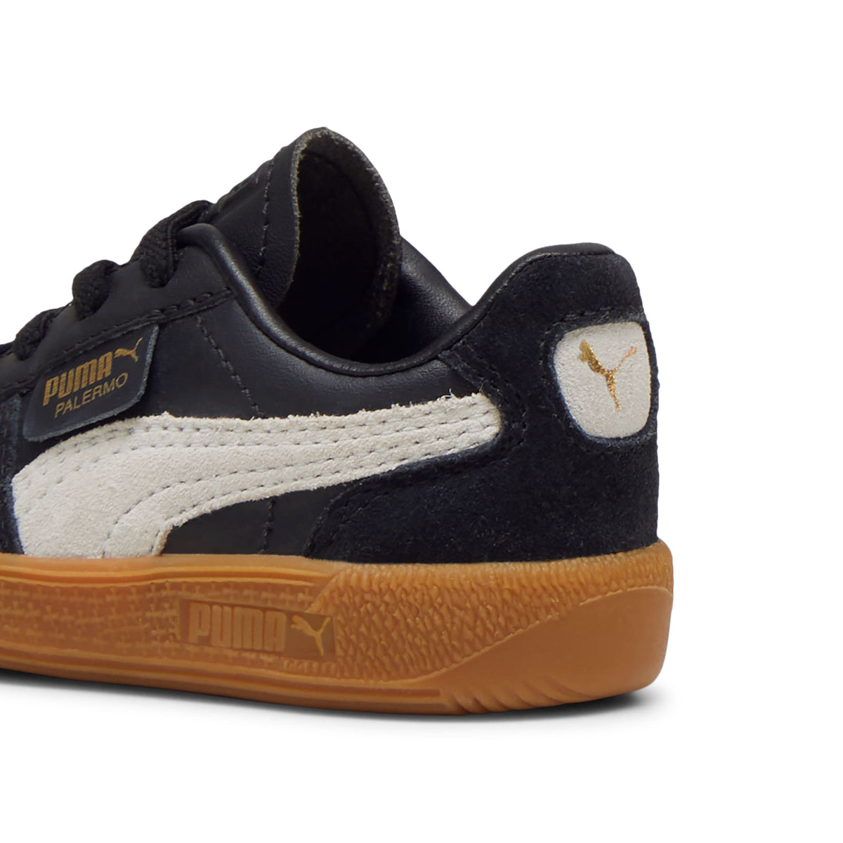 3 Colores, Tenis Bebé Palermo Leather – PUMA Black-Feather Gray-Gum – vista 3