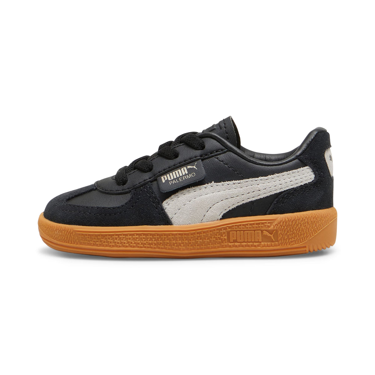 3 Colores, Tenis Bebé Palermo Leather – PUMA Black-Feather Gray-Gum – vista 1