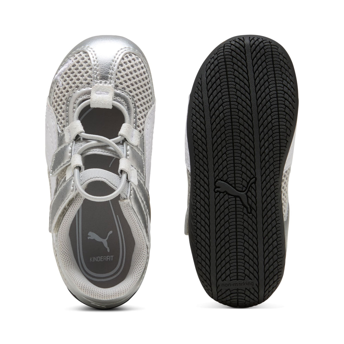 Tenis Easy On Speedcat Go Metallic para infantes – PUMA Silver-PUMA White-PUMA Black – vista 4