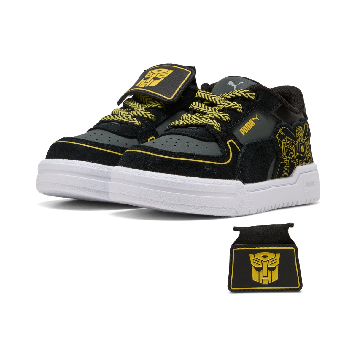Tenis Easy On para infantes PUMA x TRANSFORMERS California Pro – PUMA Black-Bright Mango Yellow – vista 2