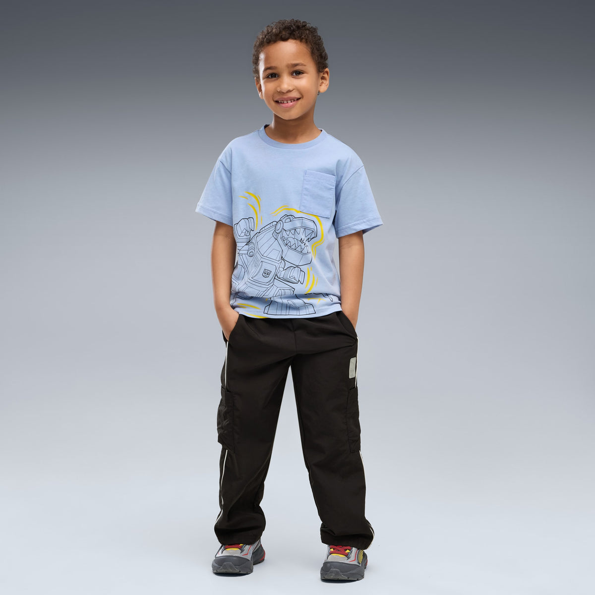 PUMA x TRANSFORMERS RS Surge Little Kids' Easy On Sneakers – Gray Echo-Moody Gray – vista 3