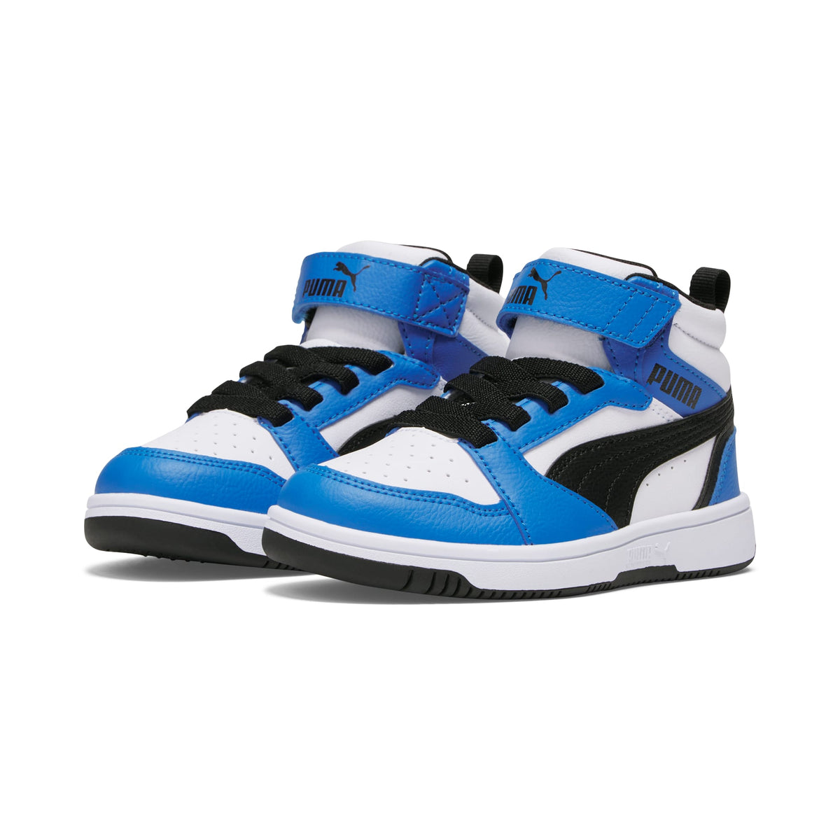 2 Colores, Tenis Rebound V6 Mid para niños – PUMA White-PUMA Black-Racing Blue – vista 2