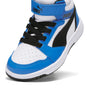 2 Colores, Tenis Rebound V6 Mid para niños – PUMA White-PUMA Black-Racing Blue – vista 6