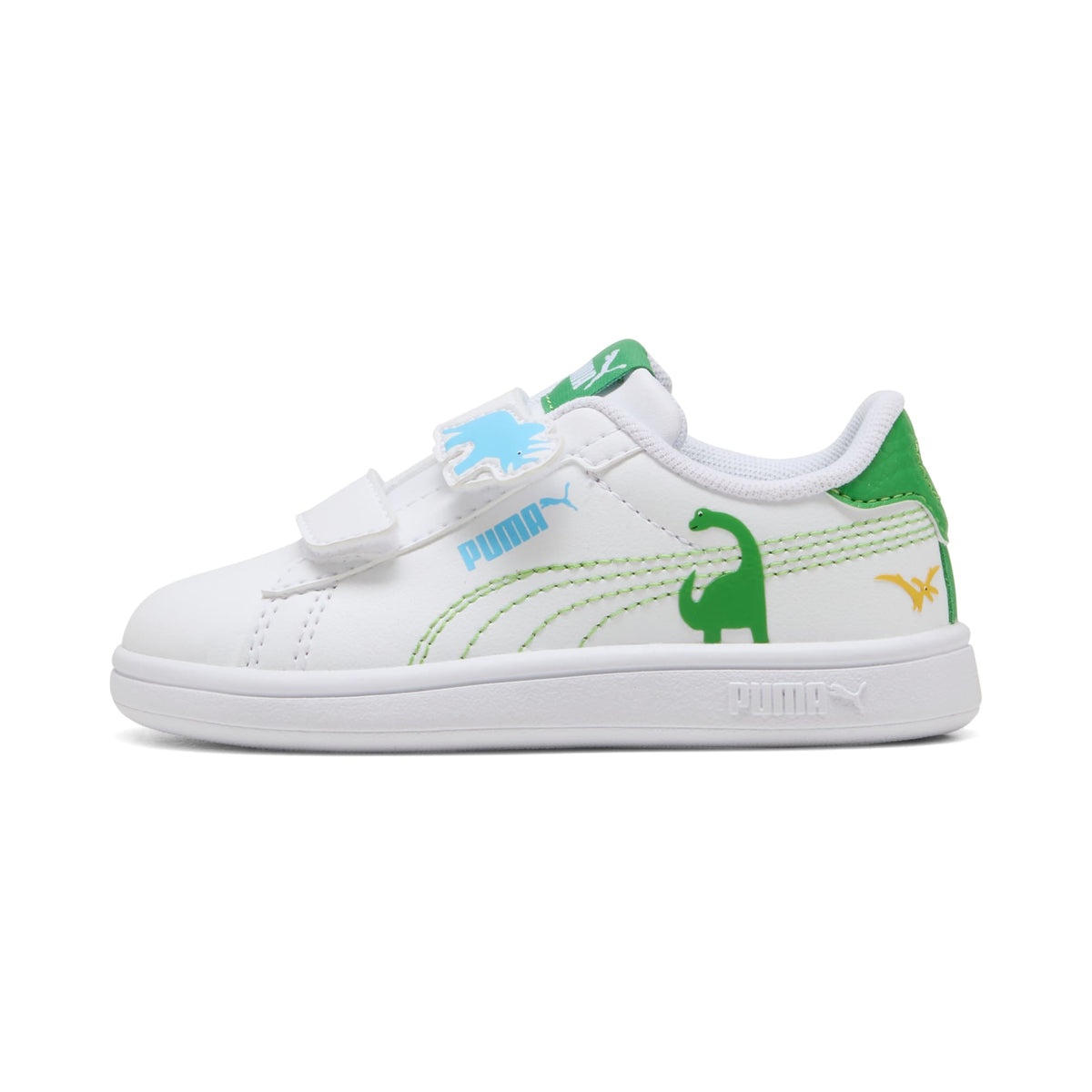 Tenis Smash 3.0 Dino para bebés – PUMA White-Green Fruit-Vibrant Blue – vista 1