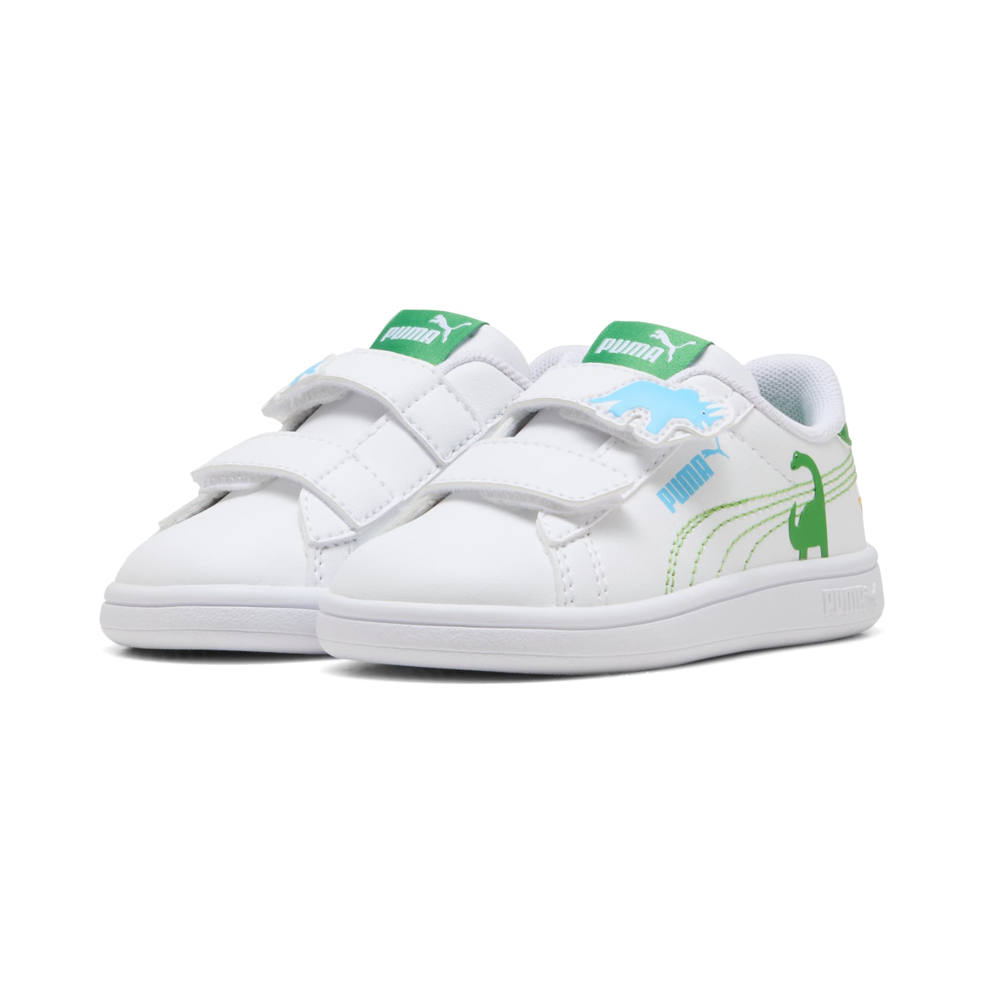 Tenis Smash 3.0 Dino para bebés – PUMA White-Green Fruit-Vibrant Blue – vista 2