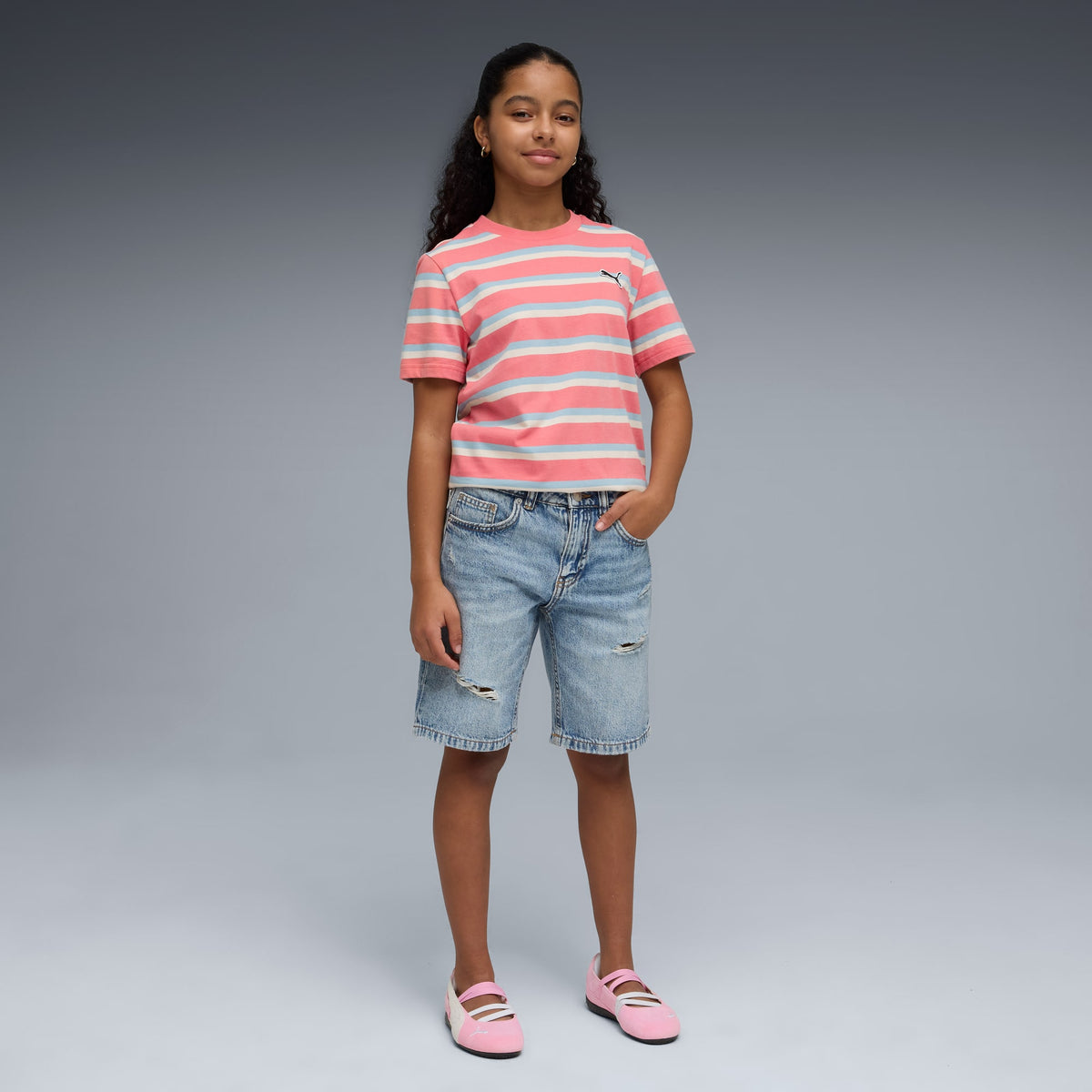 Tenis Speedcat Ballet Suede para niños grandes – Pink Shimmer-PUMA White – vista 3