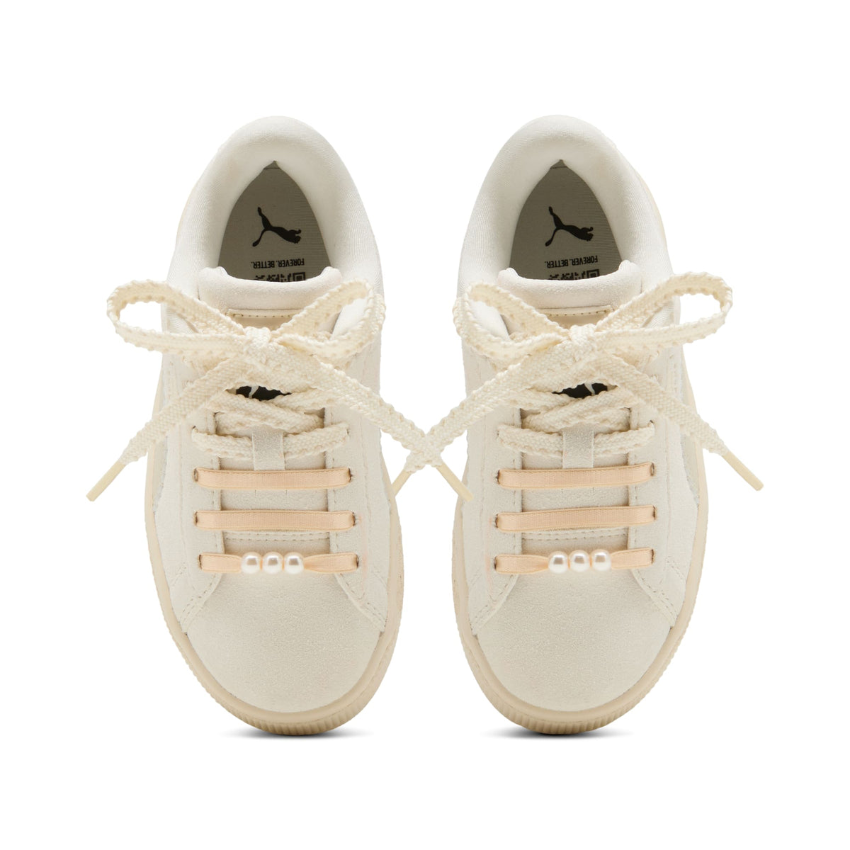 2 Colores, Tenis Suede Bloom para niños pequeños – Frosted Ivory-Silver Fog – vista 6