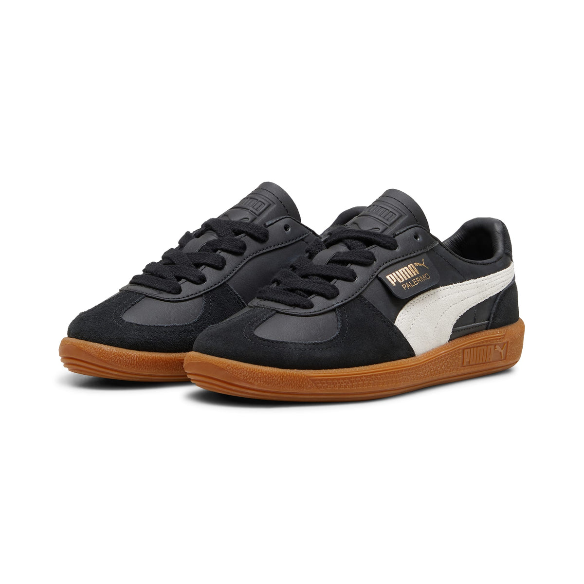 4 Colores, Tenis adolescentes de cuero Palermo – PUMA Black-Feather Gray-Gum – vista 4