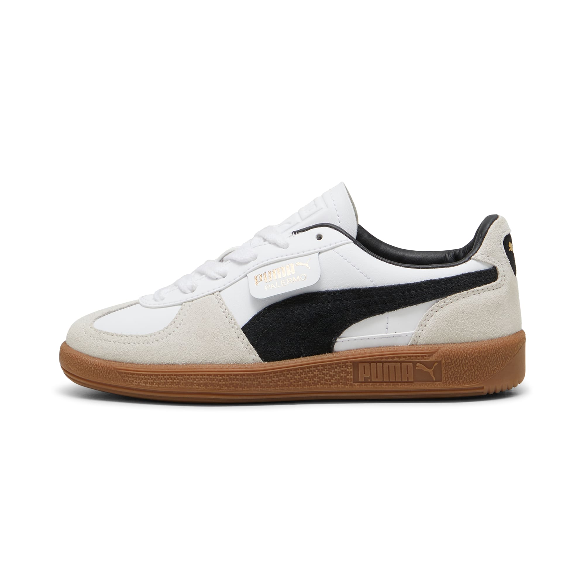 4 Colores, Tenis adolescentes de cuero Palermo – PUMA White-Vapor Gray-Gum – vista 1